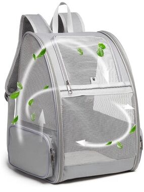 Texsens Clear Mesh Gray Backpack Pet Carrier